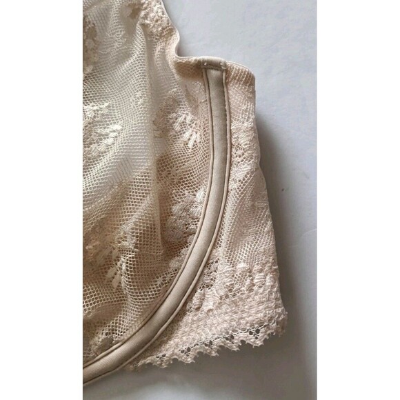 Savage x Fenty Caged Bra Size 34DD Unlined Floral Lace Beige Strappy Waist Tie - Picture 10 of 13